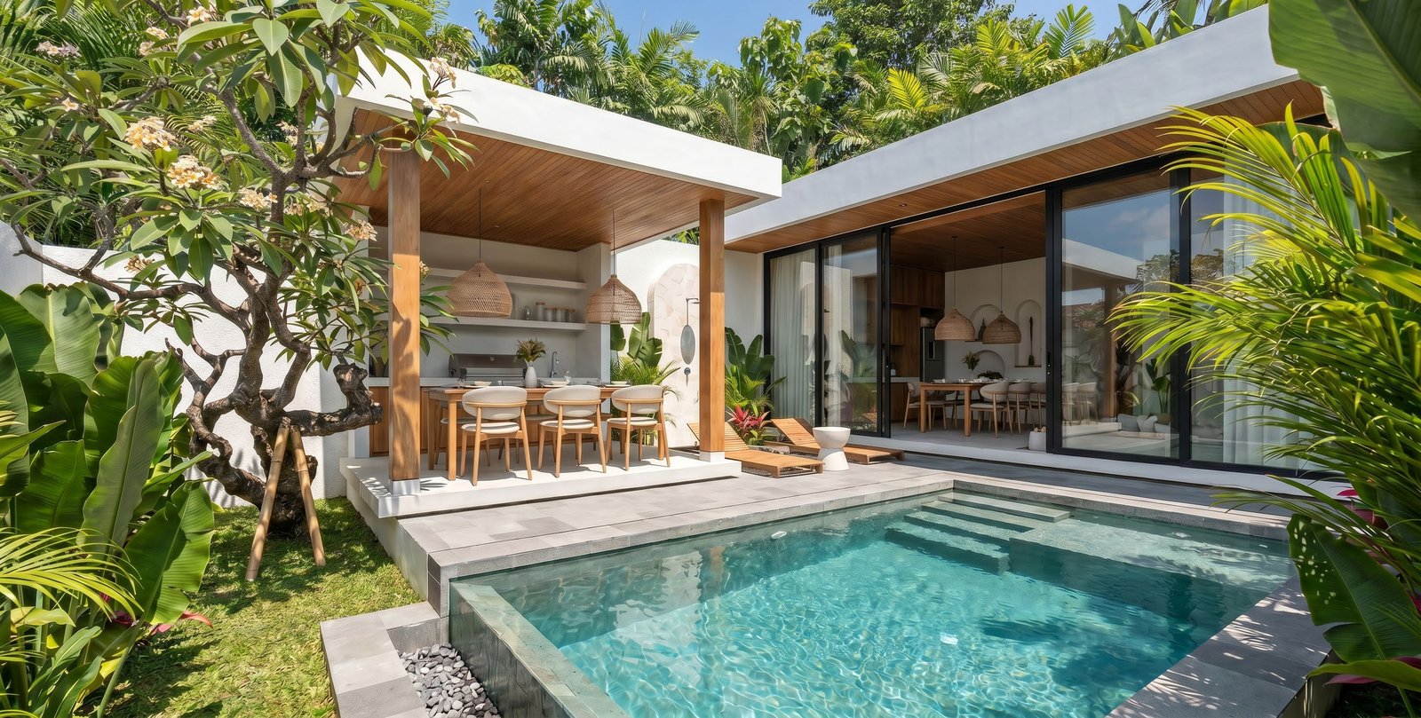 A Tana private pool villa with dining pavilion