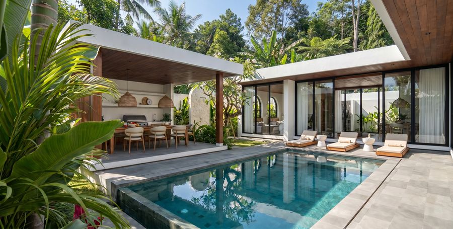 Pool and loungers
